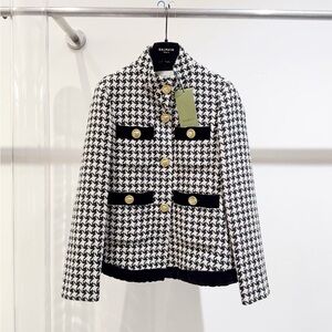 Gucci Black and White Houndstooth Blazer